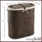 Casafield Oval Laundry Hamper with Lids and Removable Liner Bags, Woven Water Hyacinth 2-Section Laundry Basket Sorter for Clothes and Towels